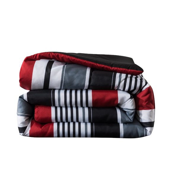 Mainstays Bedding Mainstays 7piece Reversible Red Stripe Bed In A Bag Comforter Set With